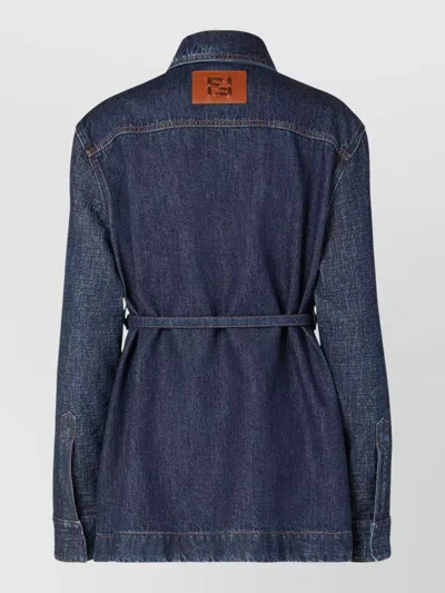 Fendi Go-to Denim Shirt Jacket With Quilted Ff Motif Clothing In Blue