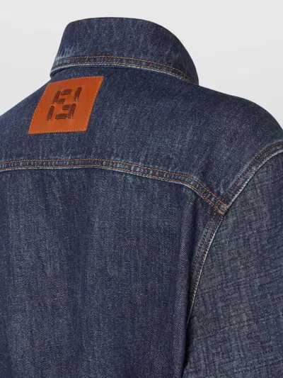 Fendi Go-to Denim Shirt Jacket With Quilted Ff Motif Clothing In Blue