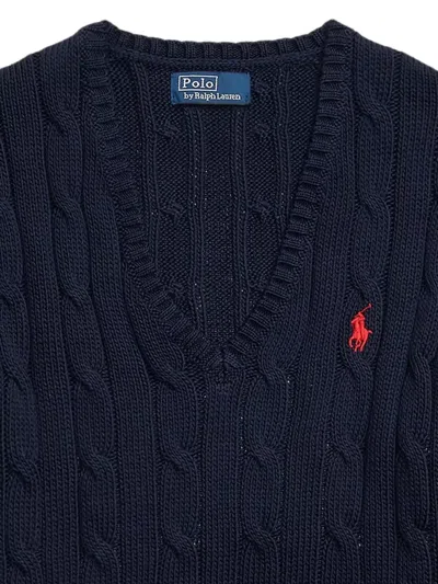 Polo Ralph Lauren Cable-knit Slim Fit Cotton Crewneck Jumper In Blue