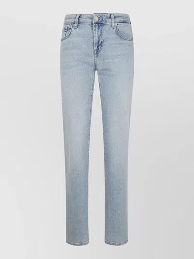 7 For All Mankind Calie Straight Leg Denim Five Pocket Trousers In Blue