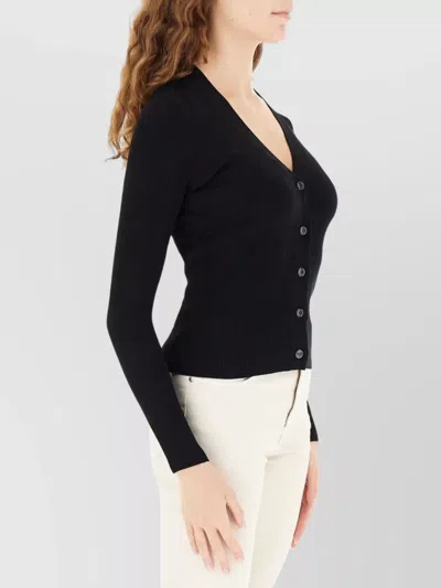 Weekend Max Mara Versatile Cardigan Mother-of-pearl Buttons In Black