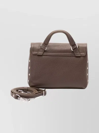 Zanellato Daily Pebbled Clutch Bag With Top Handle In Brown