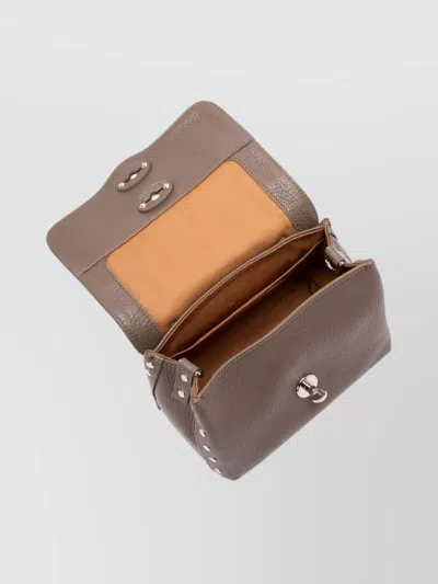 Zanellato Daily Pebbled Clutch Bag With Top Handle In Brown