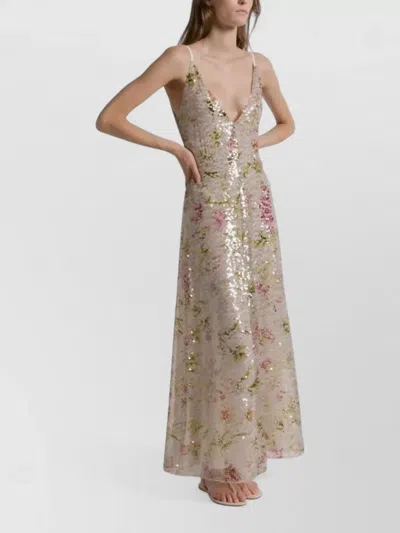 Alberta Ferretti Printed Sequins Long Dress Clothing In Multi