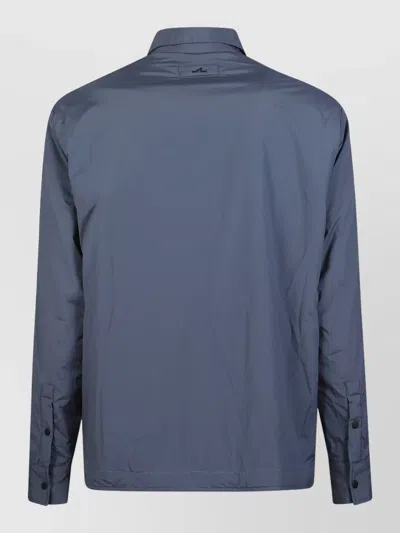 Paul & Shark Water Resistant Overshirt Collared Neck In Blue