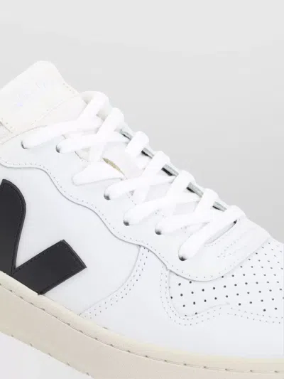 Veja Leather Sneakers With Contrast Heel Tab In White