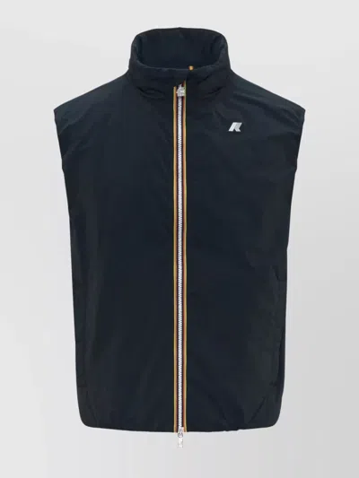 K-way Warm Sleeveless High Collar Coat In Blue