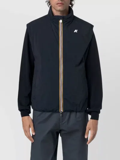 K-way Warm Sleeveless High Collar Coat In Blue