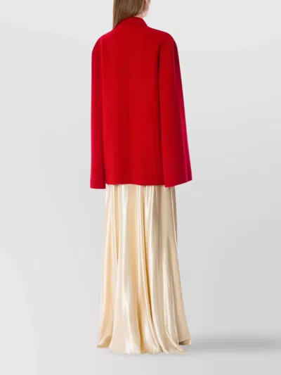 Alberta Ferretti Long Coat With Belted Waist And Shawl Collar In Red
