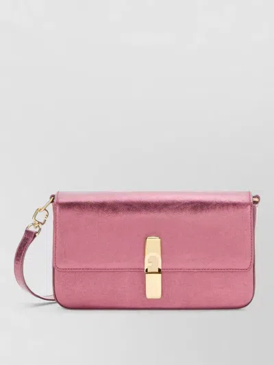 Furla Metallic Cross-body Bag Adjustable Strap In Pink