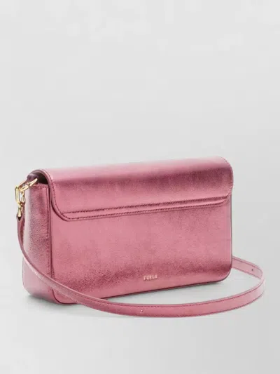 Furla Metallic Cross-body Bag Adjustable Strap In Pink
