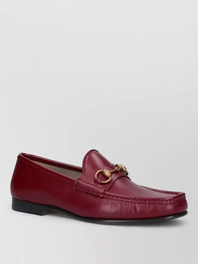 Gucci Loafers Gold Tone Hardware Leather Sole In Red