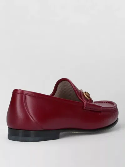 Gucci Loafers Gold Tone Hardware Leather Sole In Red