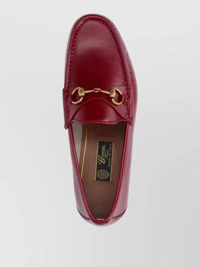 Gucci Loafers Gold Tone Hardware Leather Sole In Red
