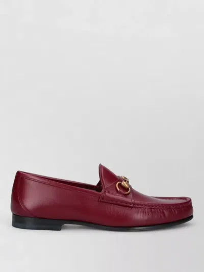 Gucci Loafers Gold Tone Hardware Leather Sole In Red