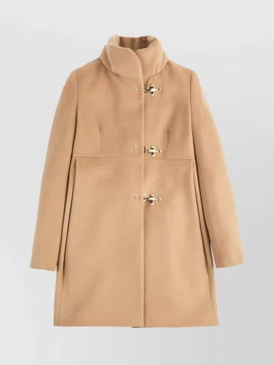 Fay Structured High-collar Jacket With Metal Toggle Closures In Brown
