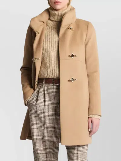 Fay Structured High-collar Jacket With Metal Toggle Closures In Brown