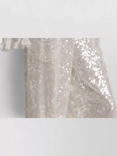 Alberta Ferretti Wide Leg Trousers Sequin Detail Pockets In Silver