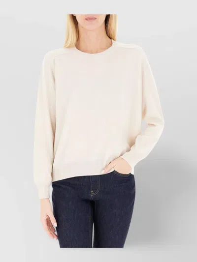 Ballantyne Crew Neck Long Sleeve Ribbed Knit Sweater In Blue
