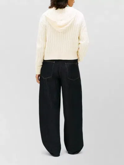 Tommy Hilfiger Cable Knit Hooded Zip Cardigan Long Sleeves In Pink