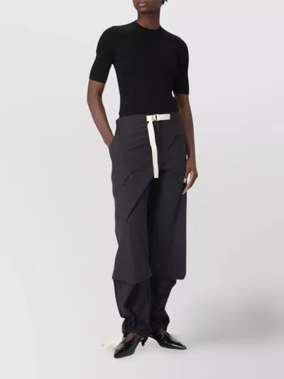 Jil Sander Short Sleeve Fitted Knit Sweater In Black