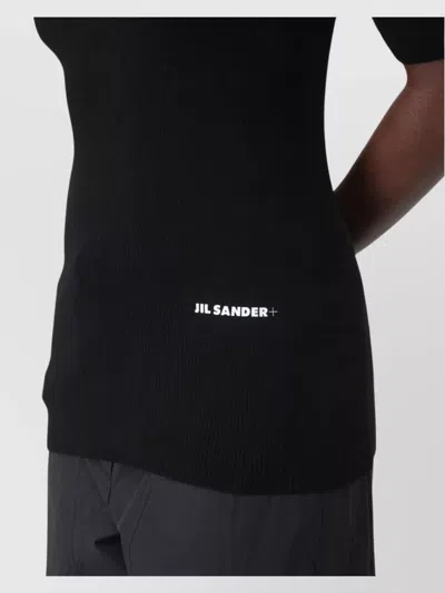 Jil Sander Short Sleeve Fitted Knit Sweater In Black