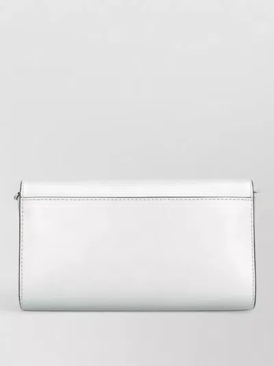Michael Kors Clutch Bag Metallic Finish Chain Strap In White