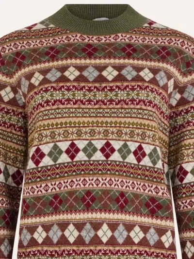 Ballantyne Soft Knit Crew Neck Long Sleeve Sweater In Brown