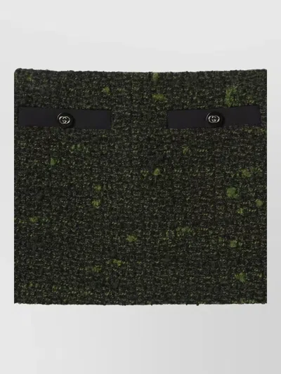 Gucci Wool Tweed Mini Skirt Button Detail In Green
