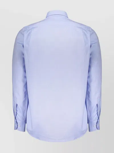 Paul & Shark Button-down Collar Long Sleeve Shirt Design In Blue