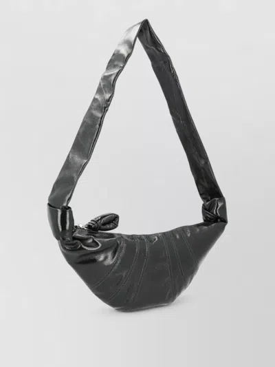 Lemaire Croissant Small Crossbody Bag Knotted Strap In Green