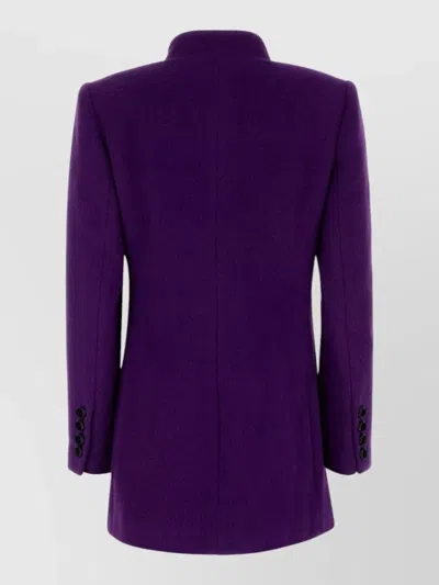 Valentino Wool Blend Blazer Asymmetric Design Bow In Purple