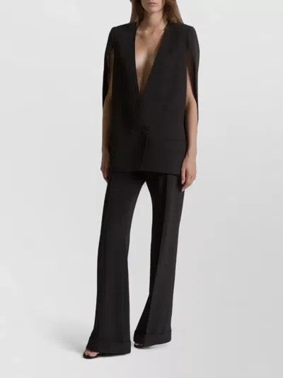 Alberta Ferretti Jacket Deep V Neck Cape Sleeves Shoulders In Black