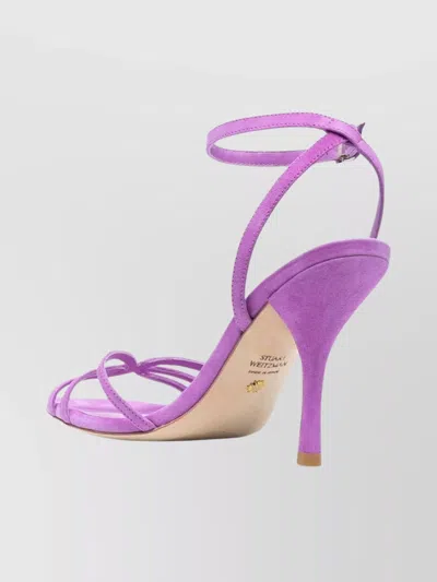 Stuart Weitzman Strappy Open Toe Sandals With Thin Straps In Purple
