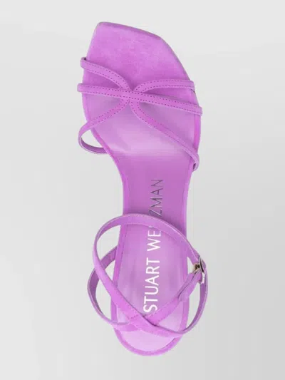 Stuart Weitzman Strappy Open Toe Sandals With Thin Straps In Purple
