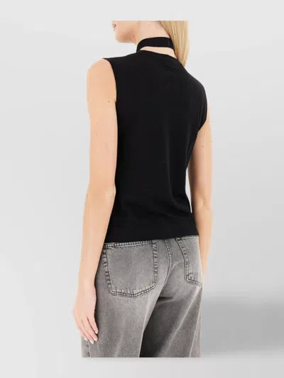 Ballantyne Sleeveless V-neck Top Tie Detail In Black