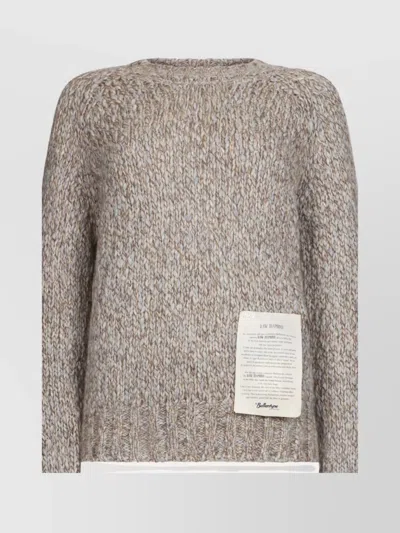 Ballantyne Textured Knit Pullover With Ribbed Cuffs And Hem In Gray