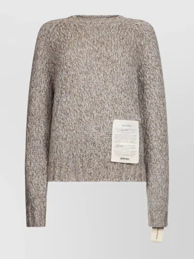 Ballantyne Textured Knit Pullover With Ribbed Cuffs And Hem In Gray