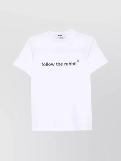 Msgm Graphic Print Short Sleeve Crew Neck Top In White