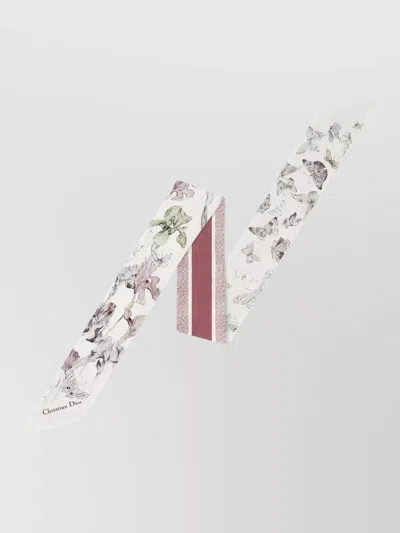 Dior Floral Pattern Scarf Pointed Ends In Pink