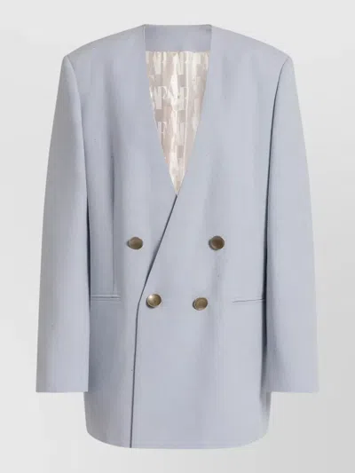 Alberta Ferretti Jacket Long Sleeves Padded Shoulders Buttons Lapels In Pink