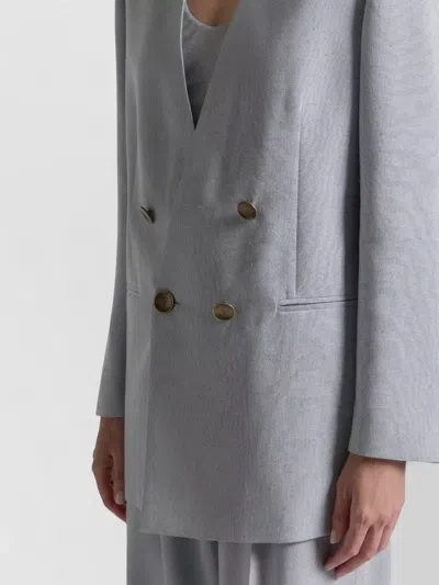 Alberta Ferretti Jacket Long Sleeves Padded Shoulders Buttons Lapels In Pink