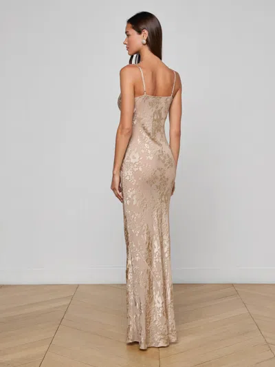 L'agence Christine Burnout Satin Gown In Brown