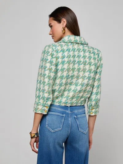 L'agence Jia Houndstooth Tweed Jacket In Green