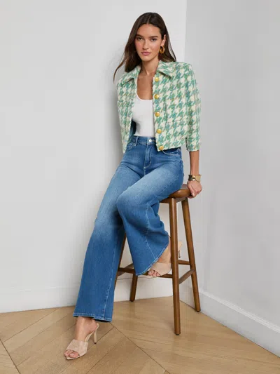 L'agence Jia Houndstooth Tweed Jacket In Green
