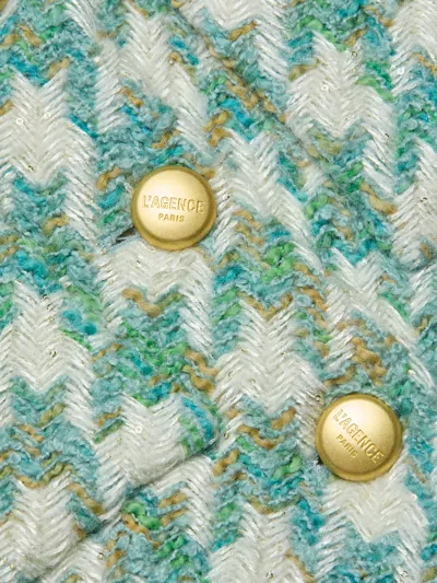 L'agence Jia Houndstooth Tweed Jacket In Green