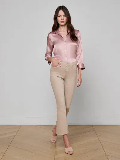 L'agence Kendra Cropped Flare Jean In Brown