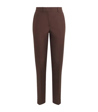 Brioni Silk Slim Trousers In Brown
