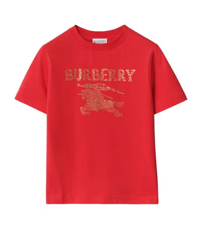 Burberry Crystal Equestrian Knight Design Cotton T-shirt In Red