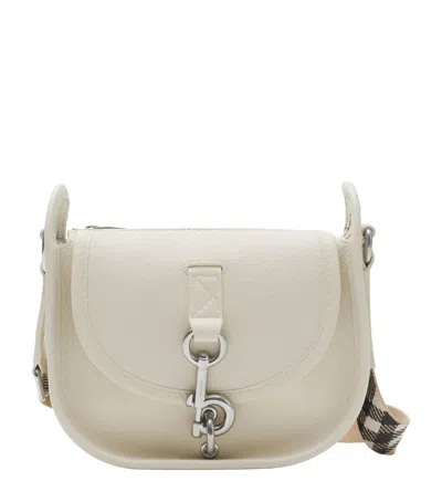 Burberry Mini B Clip Checked-strap Cross Body Bag In White